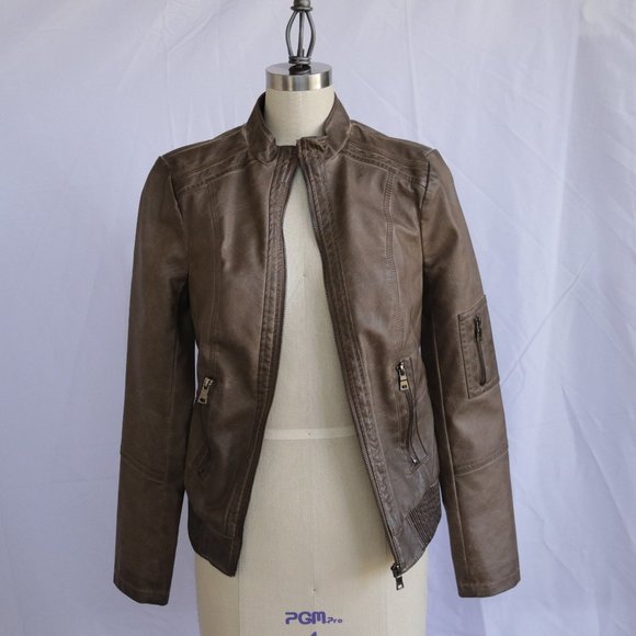 Le Chateau Faux Leather Motorcycle Jacket - Picture 2 of 7